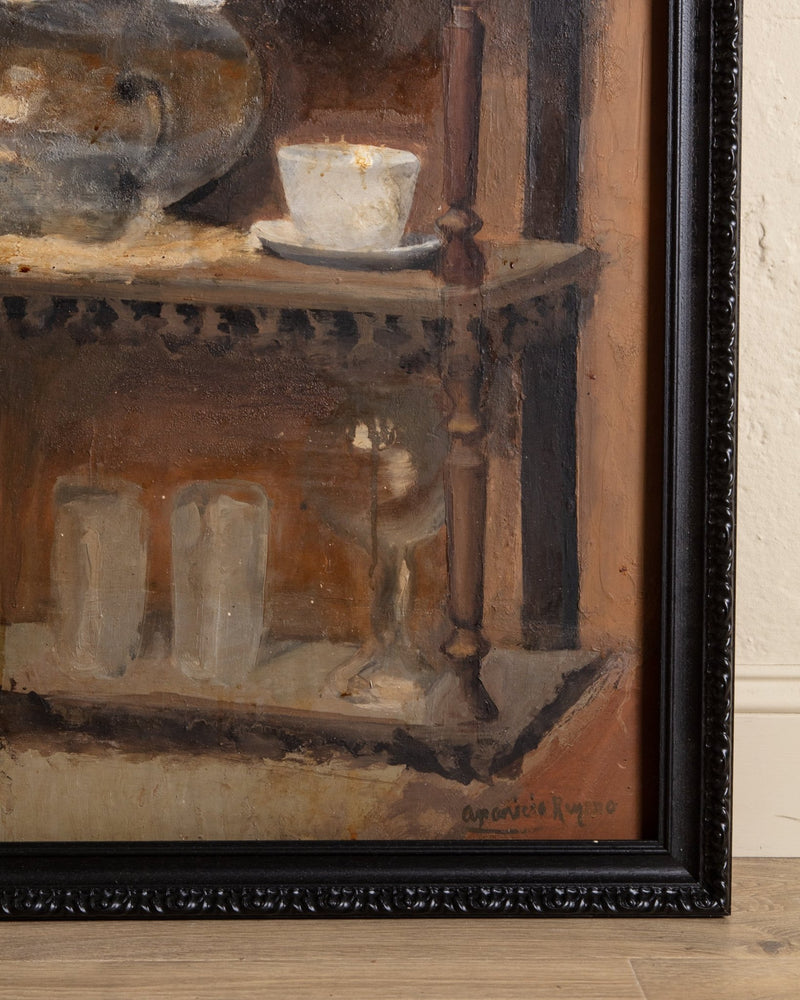 Monumental Still Life Oil on Board by Ricardo Aparicio Reyero, France, 1910 - Lone Fox