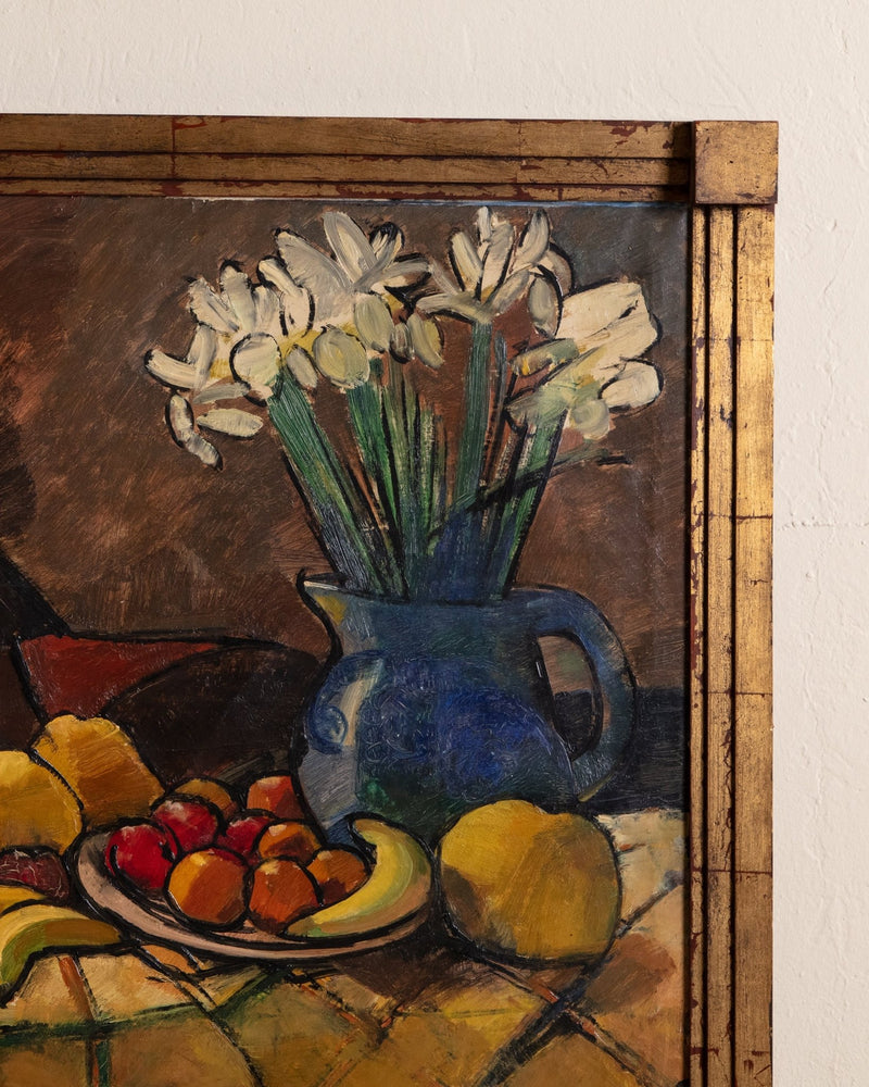 Monumental Still Life with Fruits and Flowers by Georges Wesche, Belgium, 1960's - Lone Fox