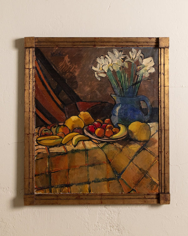 Monumental Still Life with Fruits and Flowers by Georges Wesche, Belgium, 1960's - Lone Fox