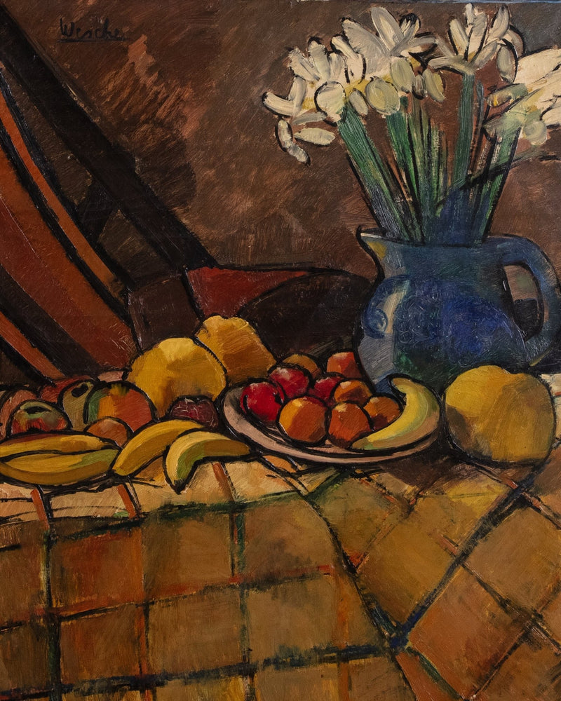Monumental Still Life with Fruits and Flowers by Georges Wesche, Belgium, 1960's - Lone Fox
