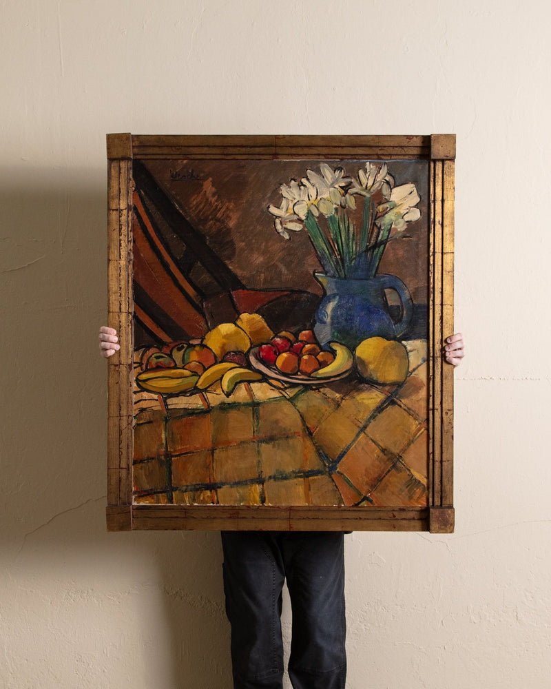 Monumental Still Life with Fruits and Flowers by Georges Wesche, Belgium, 1960's - Lone Fox