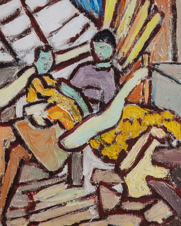 Mother & Child Impressionist Impasto on Beveled Canvas - Lone Fox