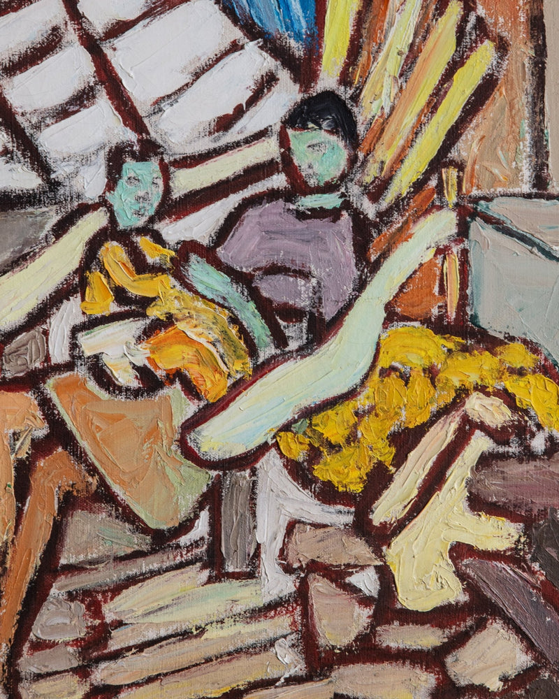 Mother & Child Impressionist Impasto on Beveled Canvas - Lone Fox