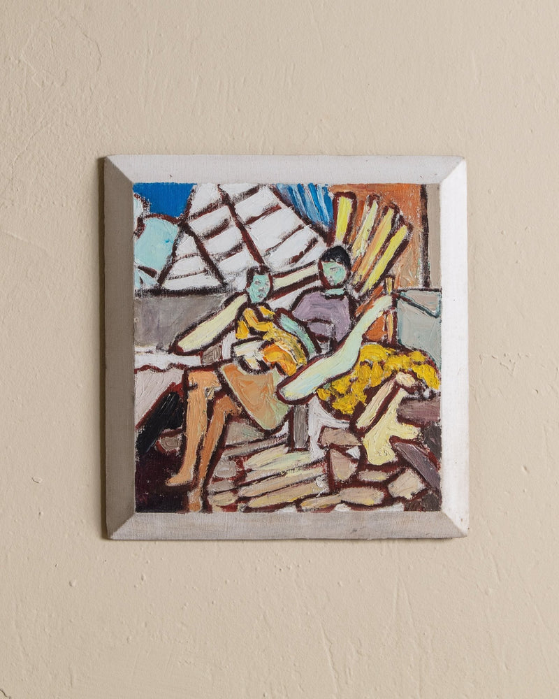 Mother & Child Impressionist Impasto on Beveled Canvas - Lone Fox