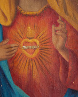 Mother Mary Oil Painting in Gold Cubed Frame, 1940's - Lone Fox