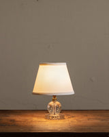Murano Bullicante Petite Round Table Lamp w/ Linen Shade, 1940's - Lone Fox