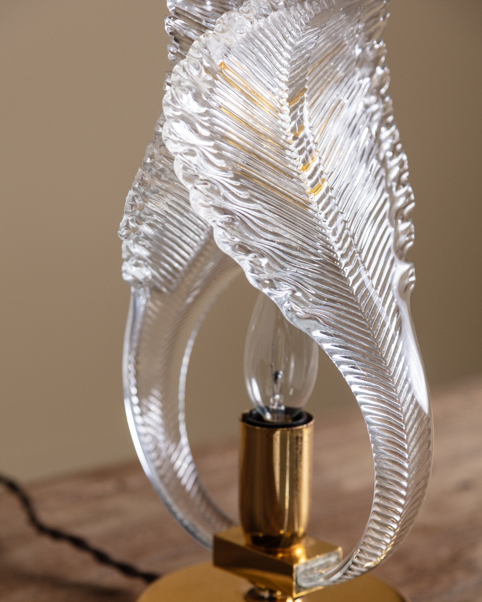 Murano Glass Leaf Table Lamp, Manner of Barovier & Toso, Italy