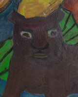 Naïve Modernist Fantasy Scene with Animals Oil Painting, Signed 1966 - Lone Fox