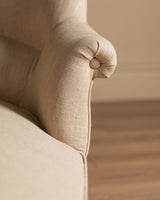 Napoleon III Chaise Longue in Ecru Linen, France, 19th Century - Lone Fox