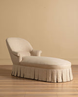 Napoleon III Chaise Longue in Ecru Linen, France, 19th Century - Lone Fox