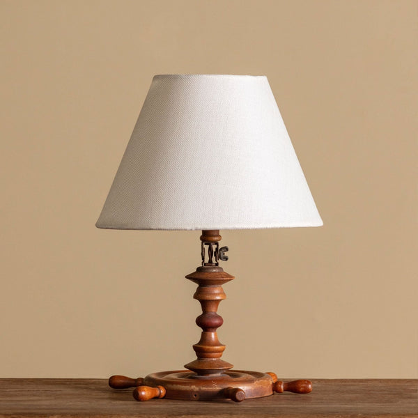 仏70s vintage lampフランス製 ミッドセンチュリー ヴィンテージ Nautical Wood Table Lamp with Ship's Wheel Base, American, 1970s