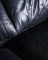 Navy Leather Maralunga Sofa by Vico Magistretti for Cassina, 1970's - Lone Fox