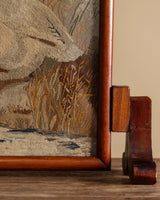 Needlepoint Swan and Duckling Fire Screen, English, Late 19th Century - Lone Fox