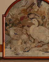 Needlepoint Swan and Duckling Fire Screen, English, Late 19th Century - Lone Fox