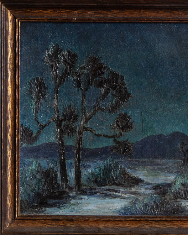 Nocturnal Landscape Oil Painting, California, 1950's - Lone Fox