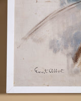 Nude Sitting Woman Portrait Oil Painting by Ernest Albert, Belgium, 1940's - Lone Fox