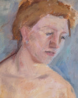 Nude Sitting Woman Portrait Oil Painting by Ernest Albert, Belgium, 1940's - Lone Fox