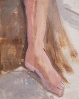 Nude Sitting Woman Portrait Oil Painting by Ernest Albert, Belgium, 1940's - Lone Fox