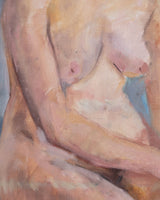 Nude Sitting Woman Portrait Oil Painting by Ernest Albert, Belgium, 1940's - Lone Fox