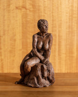 Nude Sitting Woman Studio Pottery Statue, Signed - Lone Fox