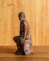Nude Sitting Woman Studio Pottery Statue, Signed - Lone Fox