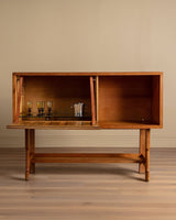 Oak Fall Front Bar Cabinet by Guillerme and Chambron, France, 1970's - Lone Fox