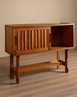 Oak Fall Front Bar Cabinet by Guillerme and Chambron, France, 1970's - Lone Fox