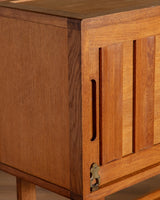 Oak Fall Front Bar Cabinet by Guillerme and Chambron, France, 1970's - Lone Fox