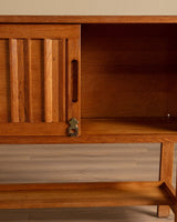 Oak Fall Front Bar Cabinet by Guillerme and Chambron, France, 1970's - Lone Fox