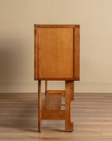 Oak Fall Front Bar Cabinet by Guillerme and Chambron, France, 1970's - Lone Fox