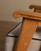 Oak High Back Armchairs, Manner of Jacques Adnet, France, 1940's (2 available) - Lone Fox