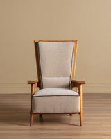 Oak High Back Armchairs, Manner of Jacques Adnet, France, 1940's (2 available) - Lone Fox