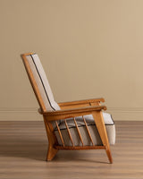 Oak High Back Armchairs, Manner of Jacques Adnet, France, 1940's (2 available) - Lone Fox