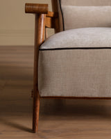 Oak High Back Armchairs, Manner of Jacques Adnet, France, 1940's (2 available) - Lone Fox