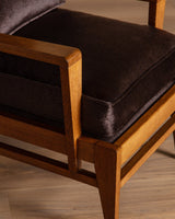 Oak & Ponyhair Armchair by Rene Gabriel, France, 1945 - Lone Fox