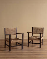 Oak & Rope Armchairs Manner of Francis Jourdain, 1940's (2 Available) - Lone Fox