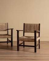 Oak & Rope Armchairs Manner of Francis Jourdain, 1940's (2 Available) - Lone Fox