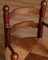 Oak & Rush Low Armchair by Charles Dudouyt, France, 1940's - Lone Fox