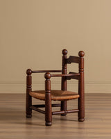 Oak & Rush Low Armchair by Charles Dudouyt, France, 1940's - Lone Fox