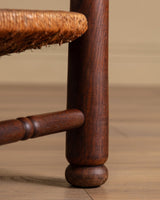 Oak & Rush Low Armchair by Charles Dudouyt, France, 1940's - Lone Fox