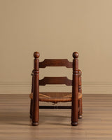 Oak & Rush Low Armchair by Charles Dudouyt, France, 1940's - Lone Fox