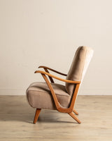 Oak & Taupe Mohair Lounge Chair, Sweden, 1940's - Lone Fox