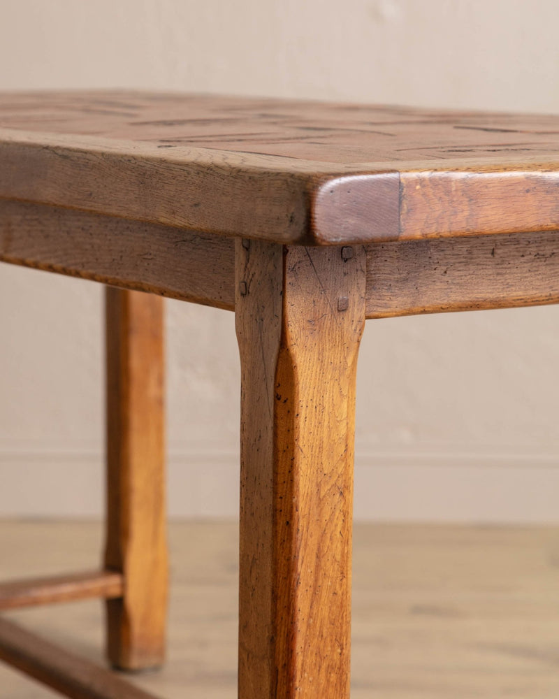 Oak & Terracotta Tile Dining Table, France, 1960's - Lone Fox