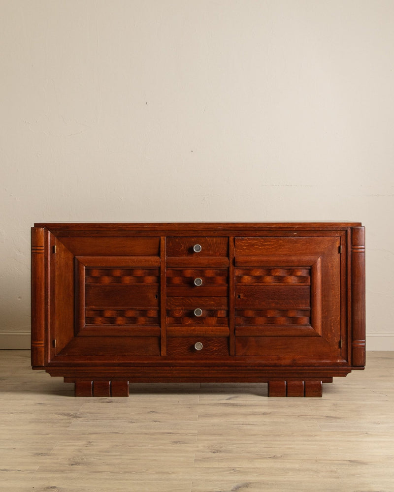 Oak Wave Front Sideboard Manner of Charles Dudouyt, France, 1940's - Lone Fox