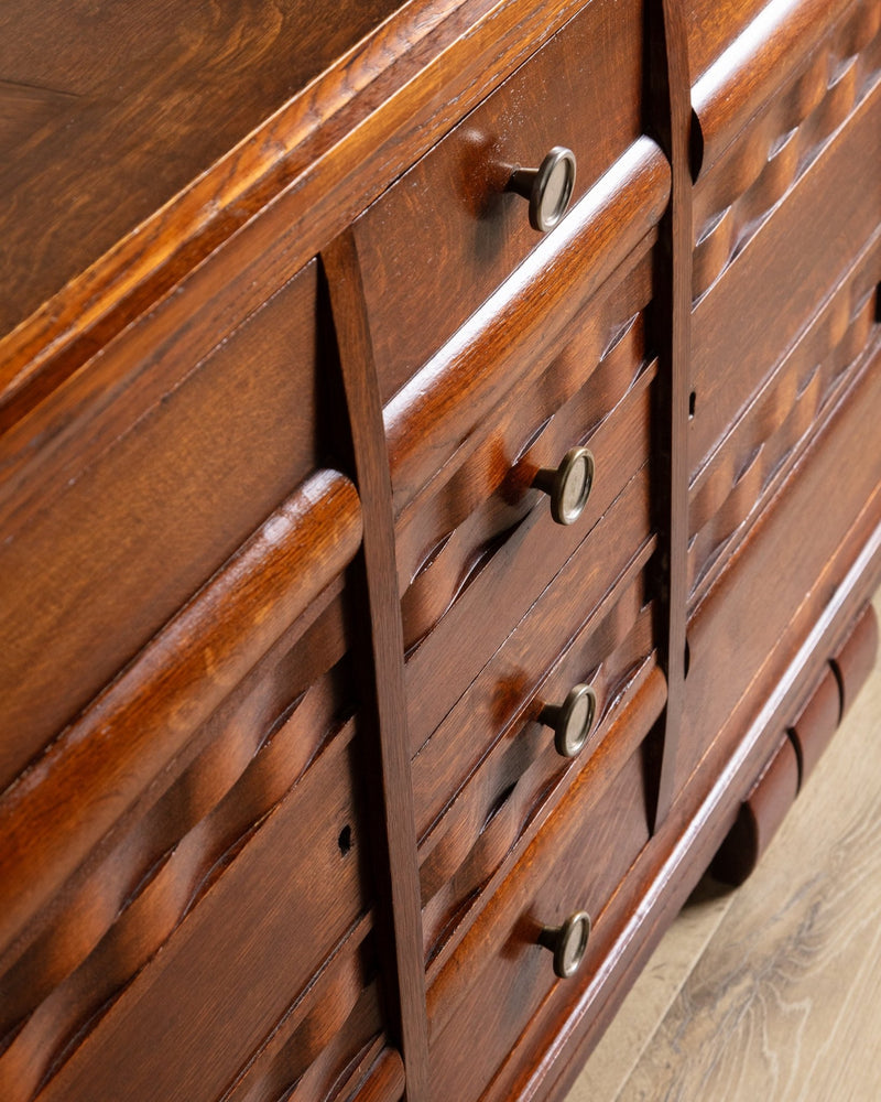 Oak Wave Front Sideboard Manner of Charles Dudouyt, France, 1940's - Lone Fox