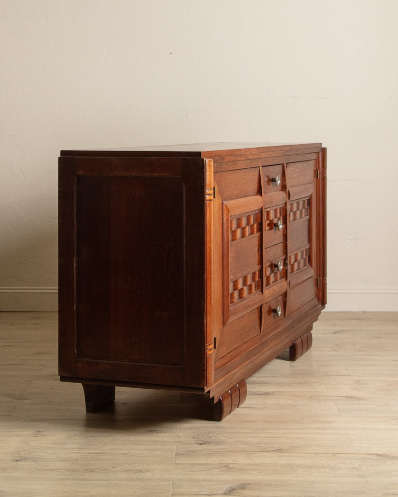 Oak Wave Front Sideboard Manner of Charles Dudouyt, France, 1940's - Lone Fox