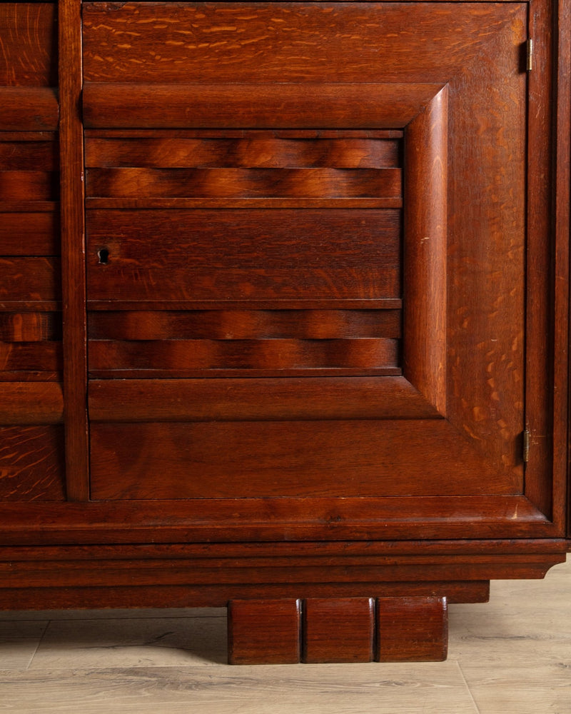 Oak Wave Front Sideboard Manner of Charles Dudouyt, France, 1940's - Lone Fox
