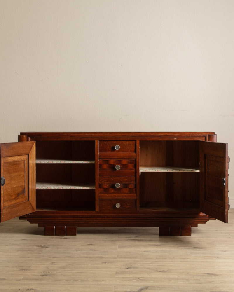 Oak Wave Front Sideboard Manner of Charles Dudouyt, France, 1940's - Lone Fox