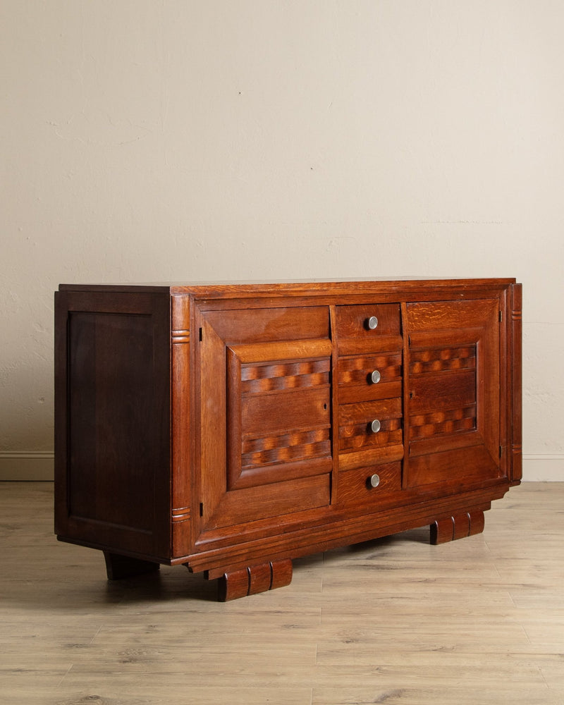 Oak Wave Front Sideboard Manner of Charles Dudouyt, France, 1940's - Lone Fox