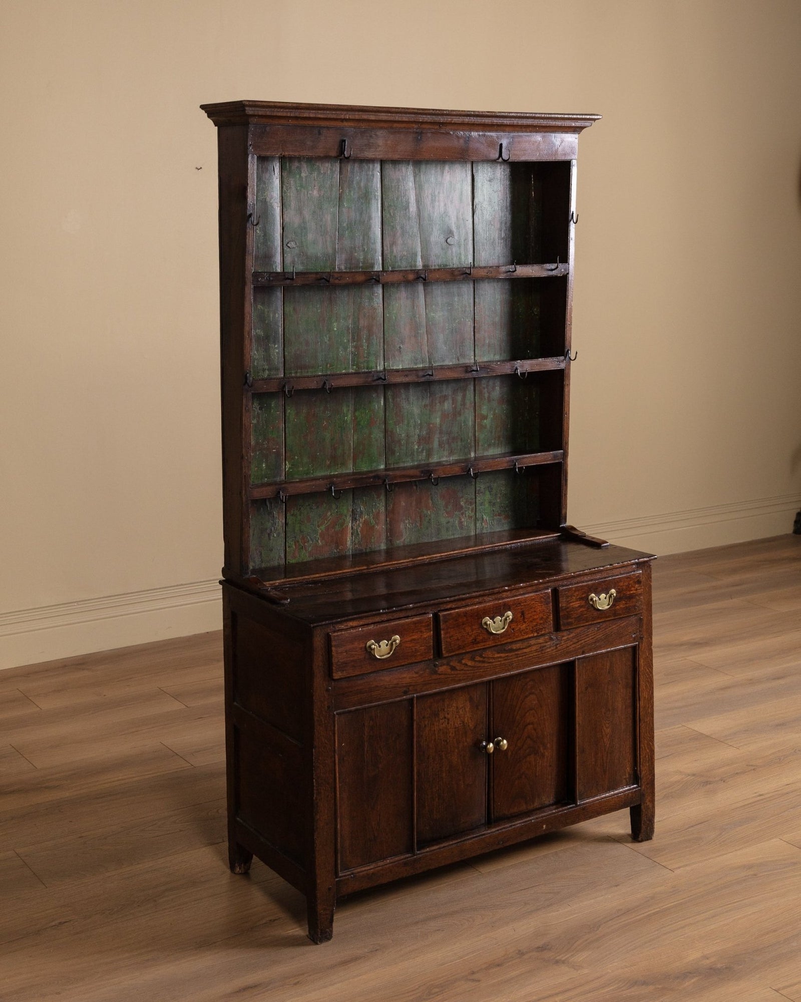 welsh dresser Antique style walnut dresser with traditional lower shelf for larger items Oak Welsh Dresser w/ Plate